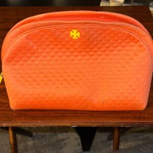 Tory Burch orange cosmetic bag